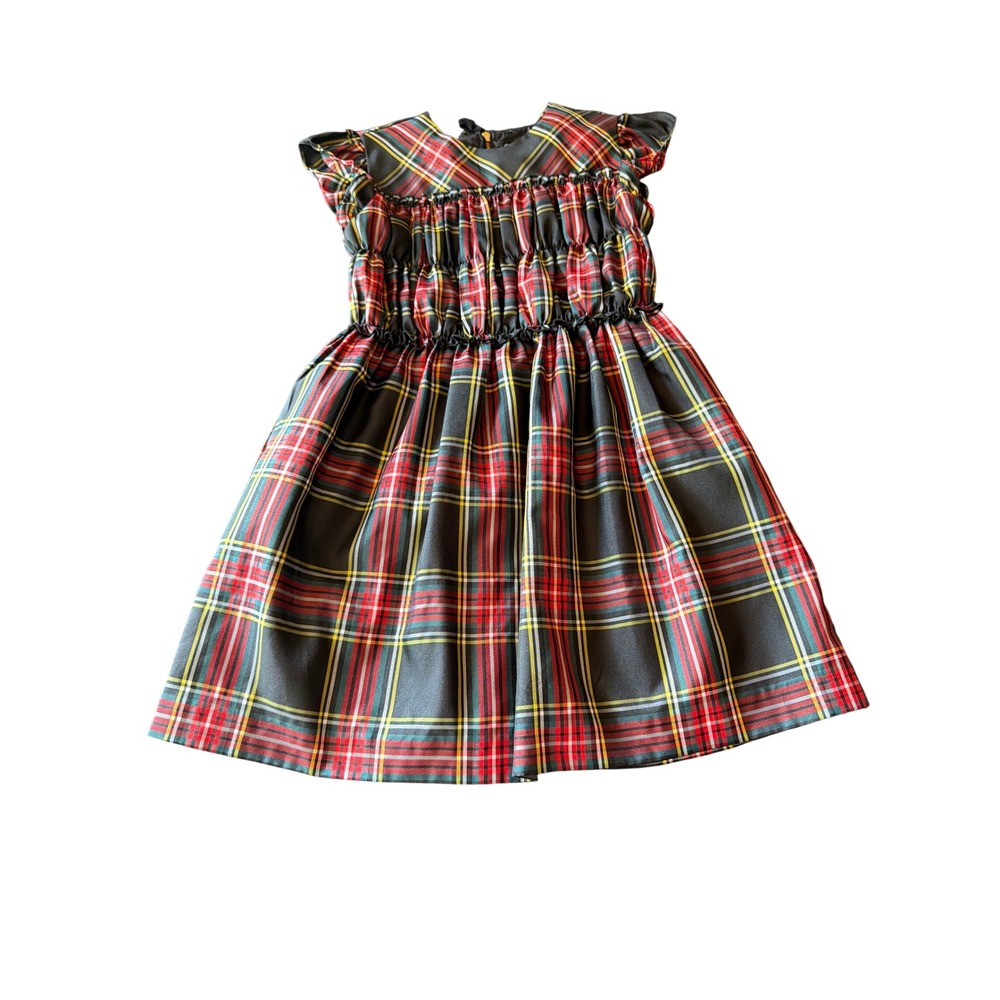 Crewcuts Dress Red Plaid Smocked Cap Sleeve Holiday Tartan Fit & Flare Size 6